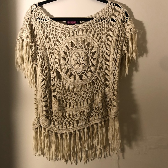 Beige knit short sleeved pullover - Picture 2 of 5